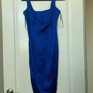 COPY - Blue sleeveless satin dress
